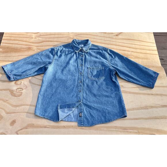 VTG Lee Denim Long Sleeve Shirt Jacket XL Regular 44‎ Snaps USA Made - Picture 5 of 7